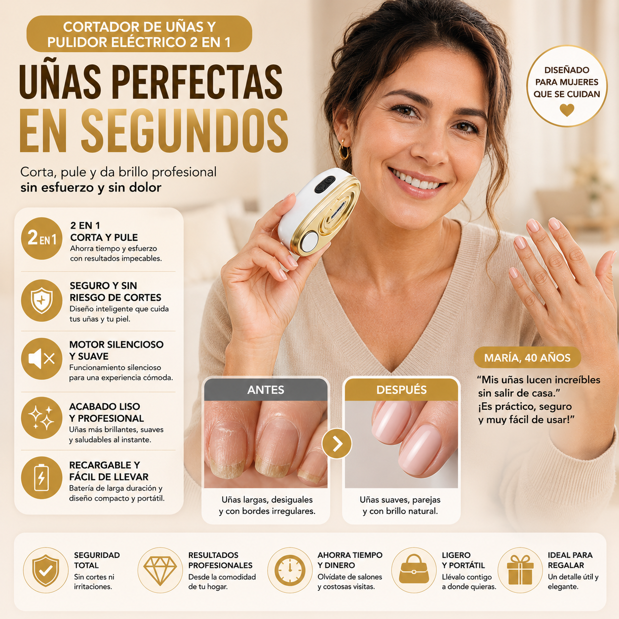 ELEGANCE – Cortador y Pulidor de Uñas Eléctrico