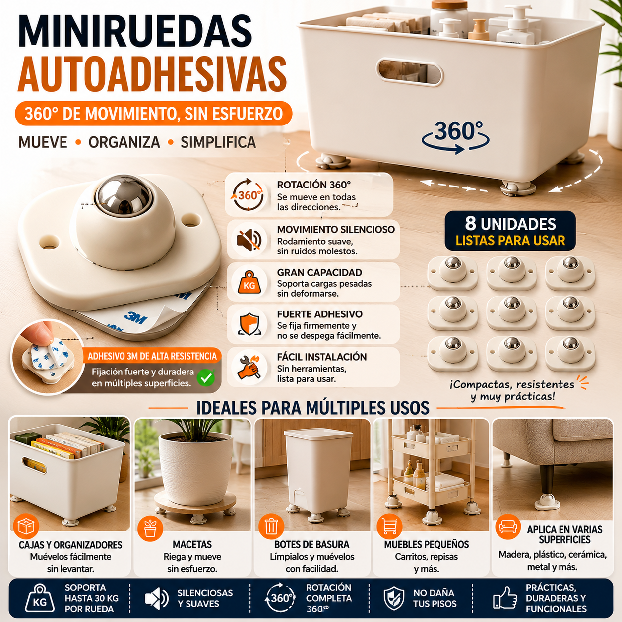 ROLLIX™ – Mueve Tus Muebles Fácil, Rápido y Sin Esfuerzo (8 Unds)