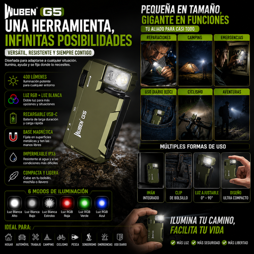 TITANPRO – Linterna LED Recargable Multifunción (TIKTOK)