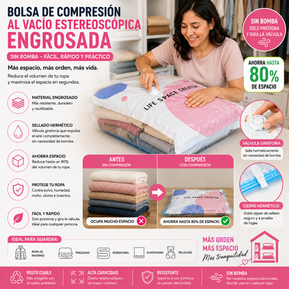 HOGAR FLEX– Bolsa de Compresión al Vacío Sin Bomba