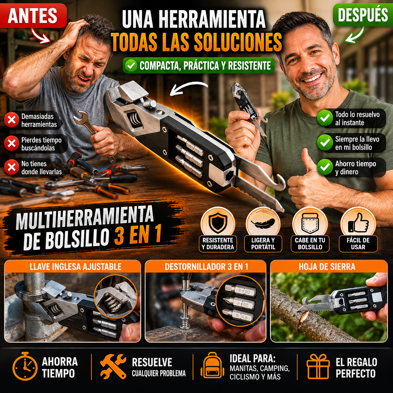 TASKPRO – Multiherramienta de Bolsillo 3 en 1 (TIKTOK)