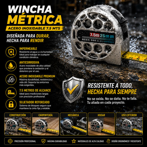 IRONPRO™ – Wincha Profesional de Acero Inoxidable (TIKTOK)