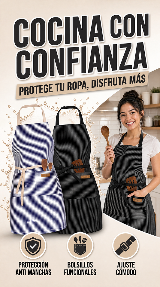 DELANTAL ANTI MANCHAS- COCINA CON CONFIANZA